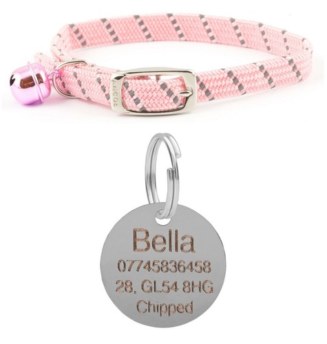 Cat Collar Ancol Reflective Softweave Safety Elastic With 25mm Nickel ID Tag - Picture 4 of 5