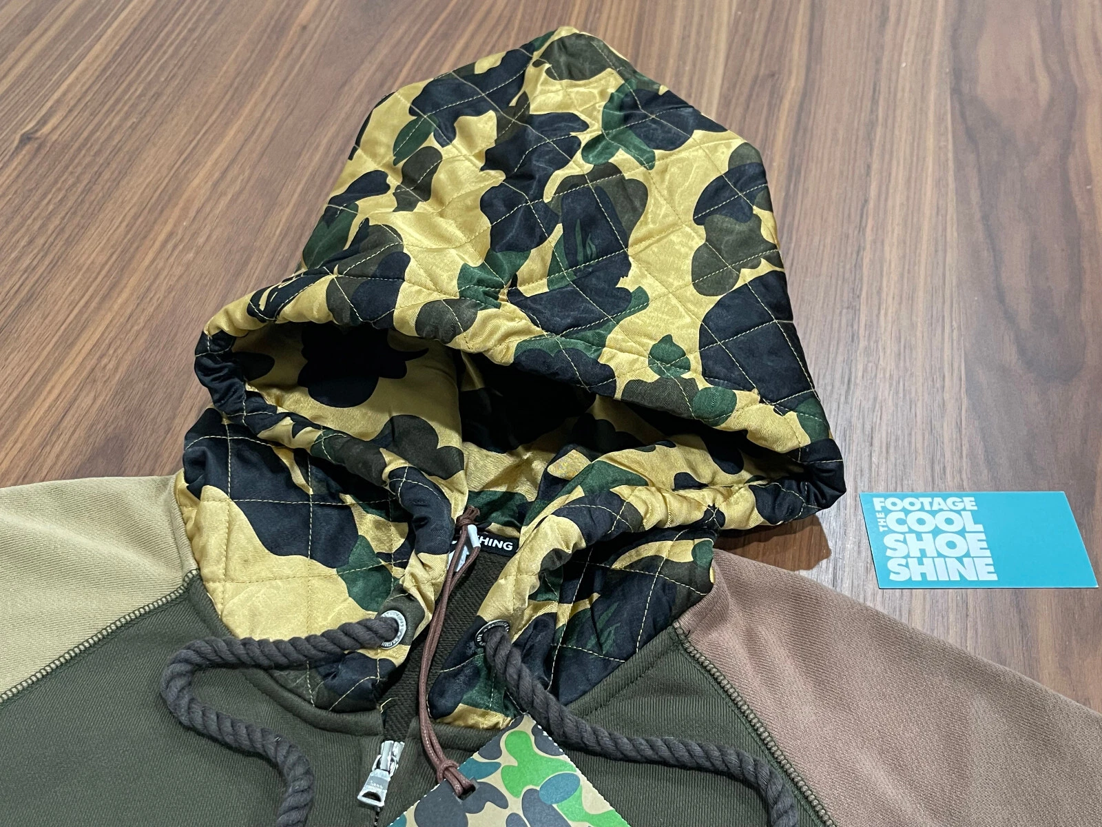 A BATHING APE (BAPE) A BATHING APE BAPE 1ST CAMO FULL ZIP FELPA CON CAPPUCCIO GIACCA MILO OLIVA DRAB ORO MARRONE XL