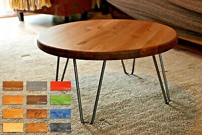 Jinya Round Mango Wood Dining Table Hairpin Legs Natural Finish Industrial Design 120cm X 75cm From Venoor Hilhim