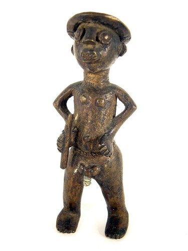 um1900 / alte Afrika Bronze / Elfenbeinküste, Nigeria, Benin ?? / Bronze - Figur - Bild 5 von 12