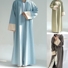 Abaya Dubai Women Open Long Dress Modest Kimono Muslim Robe Ramadan Party Gown