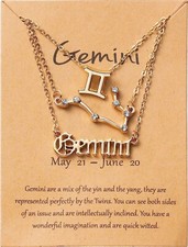 3Pcs Constellation Zodiac Layer Necklace Gemini