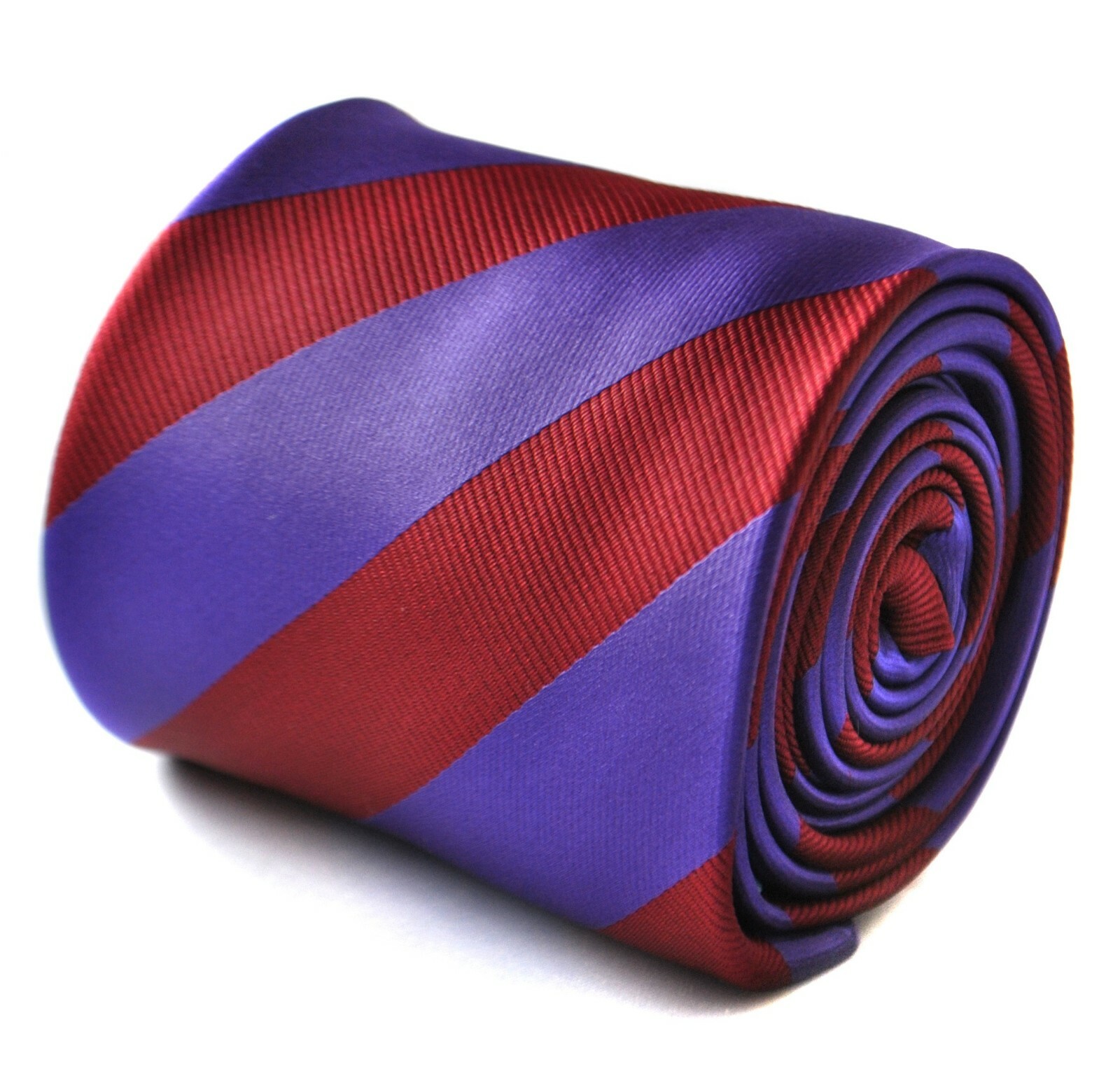 Frederick Thomas maroon burgundy dark red & cadbury purple striped men-s tie