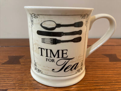 Home Essentials Black & Off White Mug TIME FOR TEA