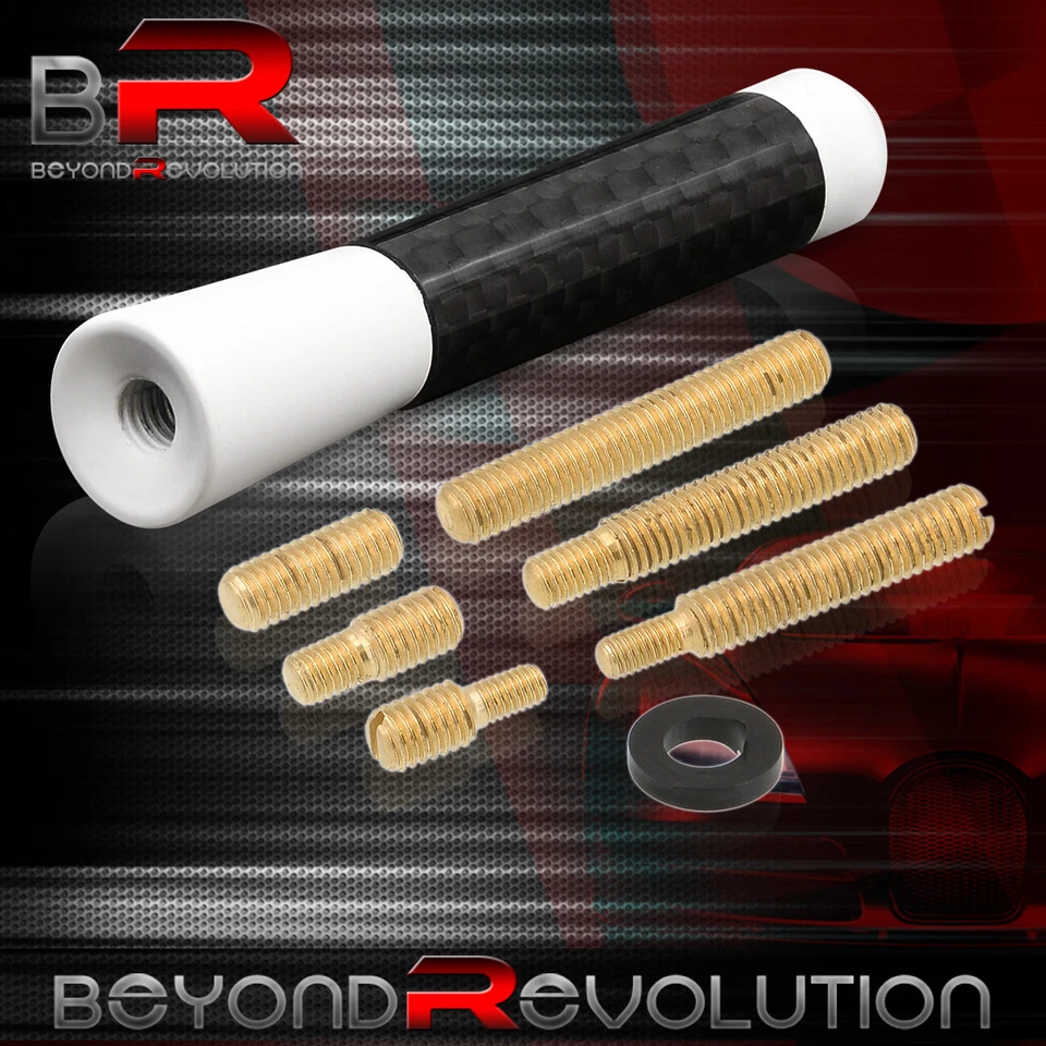 Radio de techo de fibra de carbono de 3 pulgadas para automóvil camión antena corta rechoncha blanca Foto 3 de 3