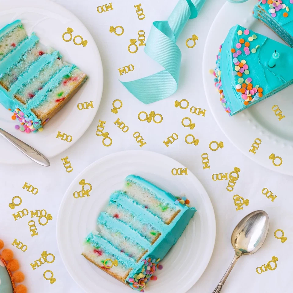 I Do Confeti Brillo Dorado, Confeti de Mesa de Boda, Dispersión de Papel de Compromiso, Br Foto 4 de 4