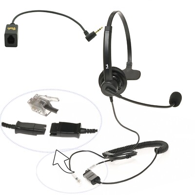 Call Center Headset for business phone RJ9 bottom cord