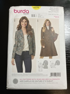 Burda Pattern 6570 Misses  Coat Jacket Size 8-18 UNCUT FREE SHIPPING 