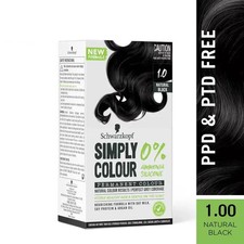 Schwarzkopf Simply Permanent Hair Color 142.5ml - Shade 1.00 Jet Black  Color
