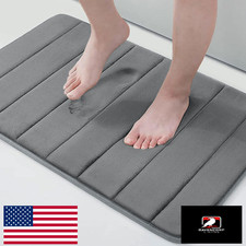 Buganda 24x16 Memory Foam Bath Mat Grey Non-Slip Absorbent Machine Washable