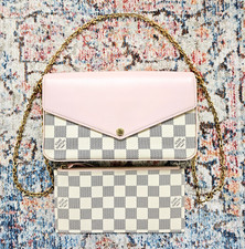 Louis Vuitton Felicie Damier Azur Oud Rose Pochette Leather Shoulder Bag N60235