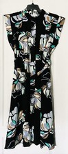 Nine West Women's Adaptive Cap Sleeve Shirt Dress Size L, Black Olivia Floral