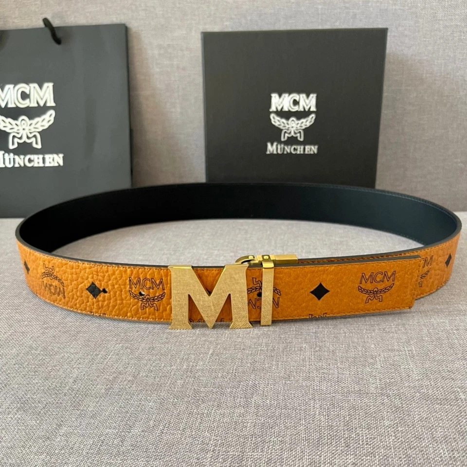 Cinturón reversible MCM para hombre de cuero coñac Claus personalizable marrón Foto 3 de 4