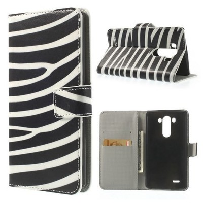 Flip Case Business Case Etui Cover LG G3  D855 Zebra-Fell (Druck) 