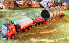 Kibri Tieflader Schwertransport Röhre Colonia Mercedes Zugmaschine 1:87 H0