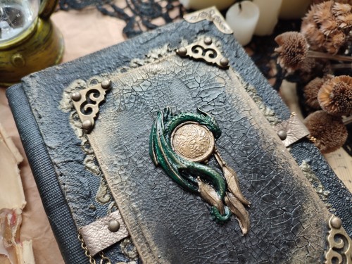 Gothic Dragon Journal- Handmade Fantasy Grimoire Spellbook – Witch Diary - Picture 4 of 13