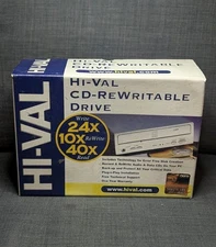 Original Box HI-VAL CD Rom Rewritable Drive 24x Write LTN-301 Vintage Tested
