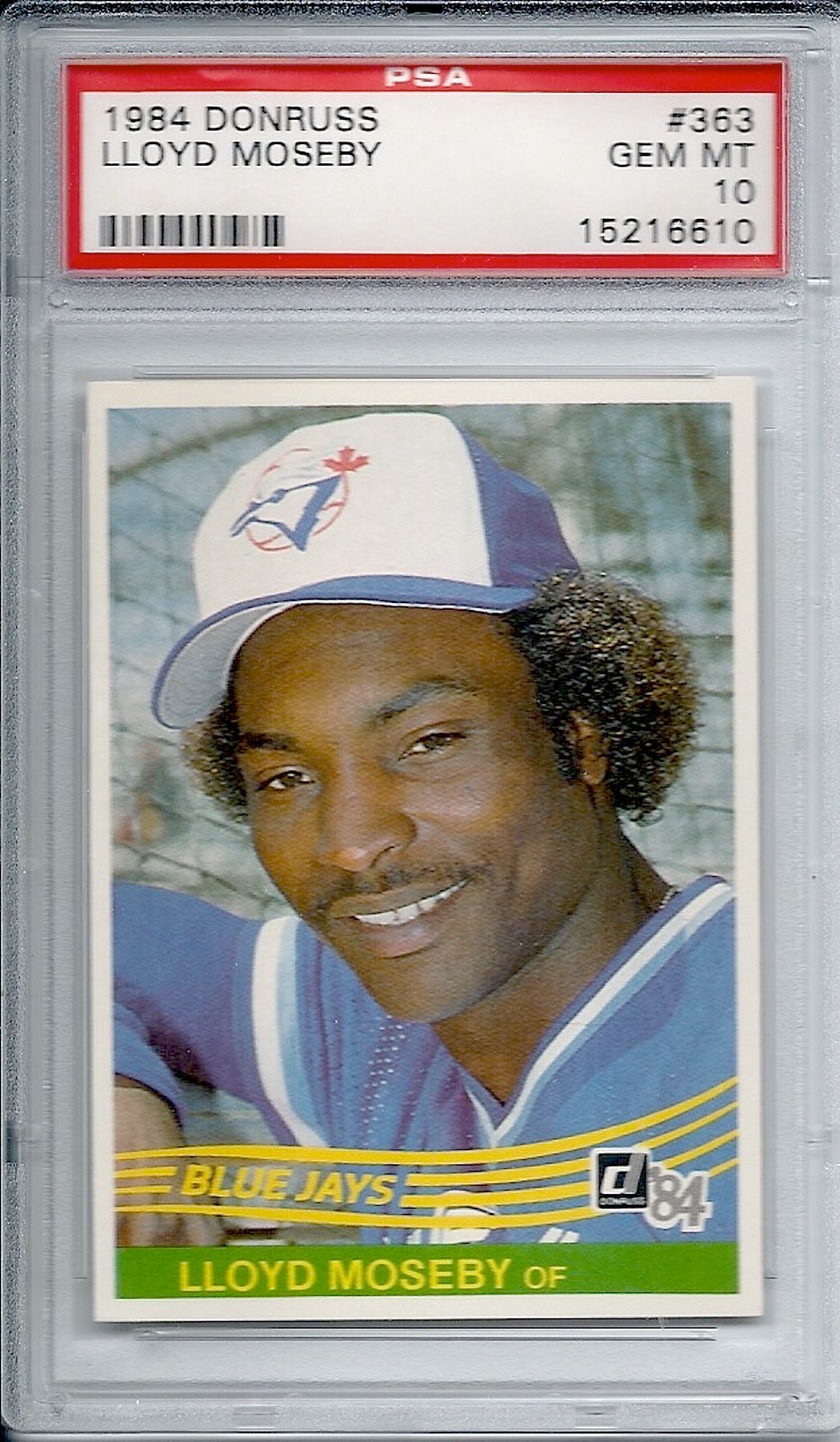 Lloyd Moseby Toronto Blue Jays 1984 Donruss #363 PSA 10 GEM MT