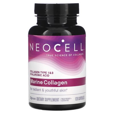 2 X  NeoCell, Marine Collagen With Hyaluronic Acid, 120 Capsules-Worldwide