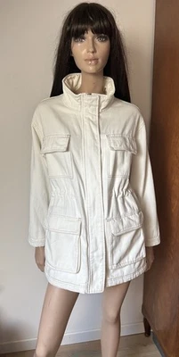 blouson parka veste en jean blanc crème Pull & Bear taille S - Photo 1/4