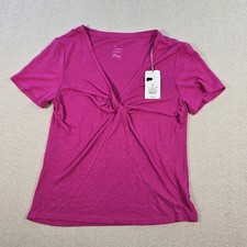 A New Day Women’s Medium Pink Linen Blend Twist Front Top NWT