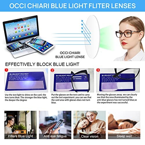 Progressive Multifocus Reading Glasses for Women Fashion Blue Light Blocking - Picture 5 of 7