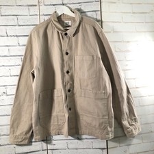 White Stuff Mens Chore Jacket XXL Beige Workwear Utility Oversize Shirt Cotton