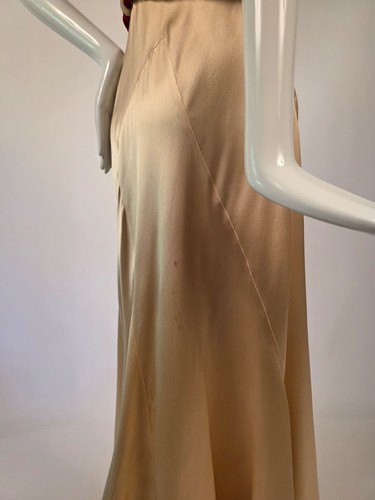 SEXY 1930’S CHINA SILK SATIN LONG DRESS W SCARLET RED VELVET BOW SHOULDERS - Picture 8 of 9