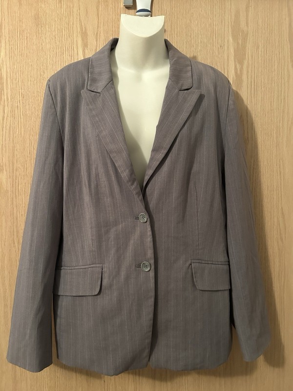 Jaclyn Smith Women's Blazer 18 Gray Jacket Pin Striped