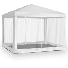 Outdoor Party Tent with Screen, 10x10ft Canopy Shelter with Netting Side Walls