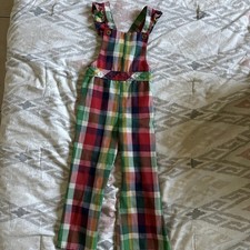 Vintage Girls Plaid Overalls Health-Tex