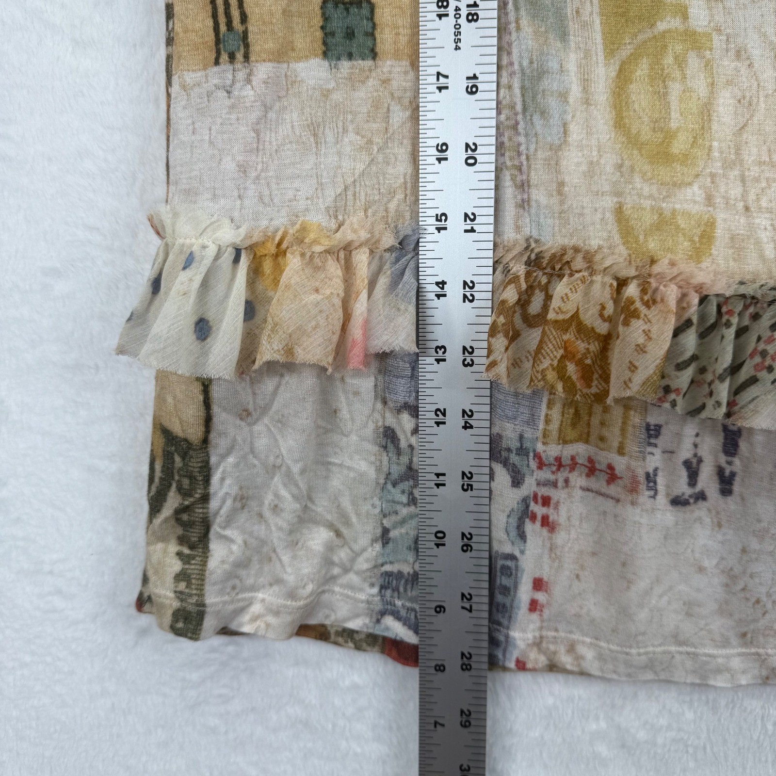 TINY Anthropologie Patchwork Print Ruffle Trim Lo… - image 3