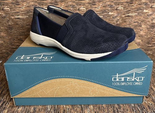 Dansko 40 Halle bequeme Wildleder-Slipper Wanderschuhe marineblau Damen 9,5/10