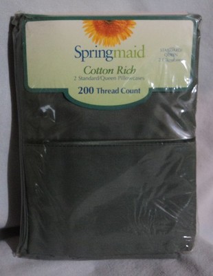VINTAGE SET OF 2 SPRINGMAID COTTON RICH STANDARD/ QUEEN DARK GRAY PILLOWCASES #4