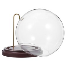 Clear Glass Dome Watch Display Case with Wood Base Reusable Pocket Watch Stand
