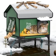 Heated Cat House Weatherproof - Insulated Outdoor Cat Shelter with Thermostat...