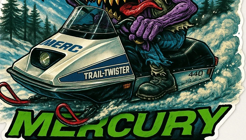 Mercury Trail Twister 440 Snowmobile 9x9cm Vinyl Sticker Powder Psycho 1 of 12 - Image 4 of 4
