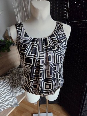 SATIN SCHLUPFBLUSE VON EXPRESSO GR 42 SCHWARZ BEIGE UNTERFÜTTERT REIßVERSCHLUSS!