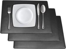 NEW SET OF 4 FAUX LEATHER WATERPROOF PLACEMATS HOME KITCHEN DINING TABLE MATS UK