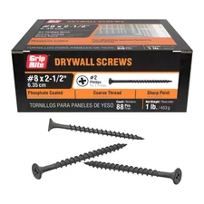 #8 X 2-1/2 In. #2 Phillips Bugle Head Coarse Thread Drywall Screws 1 Lb. Box