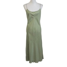 J Crew Womens Gwyneth V-neck Midi slip dress Cupro Blend Sz 6 Green Sleeveless