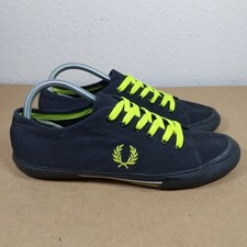 Fred Perry Black canavs Trainers shoes casual classic sneakers size UK 8 Used