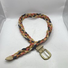 Vintage The Limited Braided Leather Belt Gold Buckle Womens Made In USA Colorful