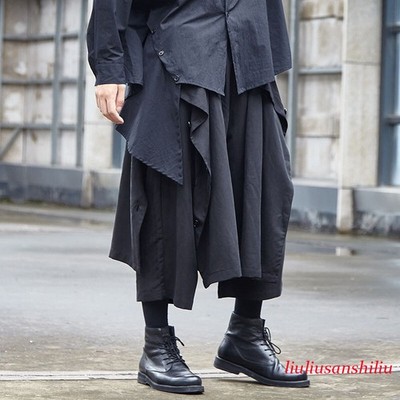 Japanese Gothic Punk Wide Leg Dress Pants Baggy Drawstring Trousers Oversized