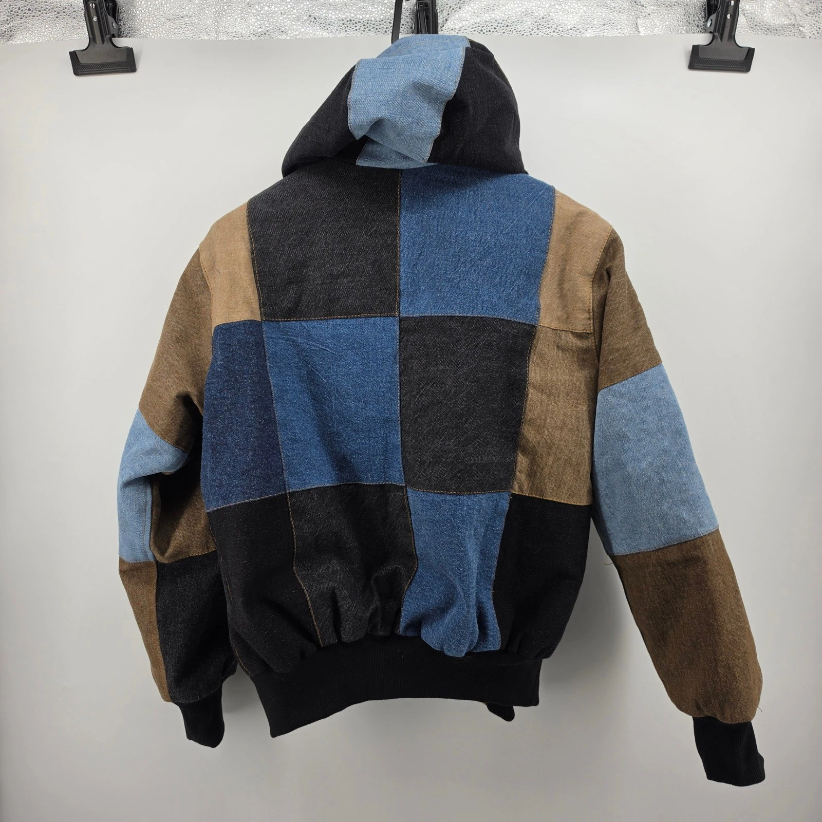 Carhartt Reworked Patchwork Denim Jacket Mens Large Hooded Quilted Lined Work - product detail image 3