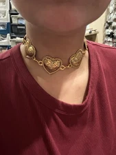 Gold Choker Necklace  Statement Chunky Gold Chain Heart