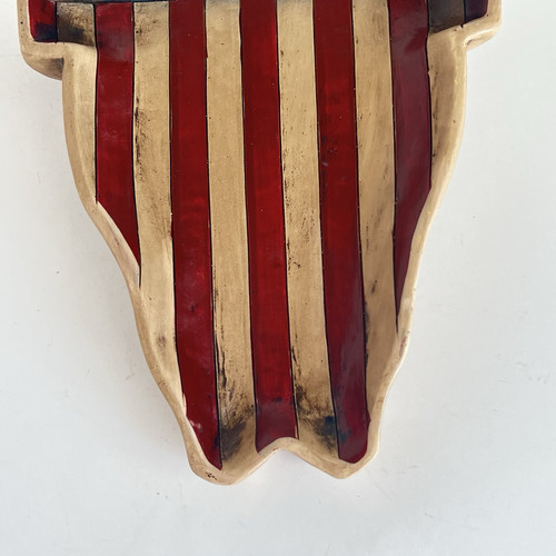Patriotic Western Rustic Country Cow Skull American Flag Tray Keys Coins Trinket - Picture 4 of 8