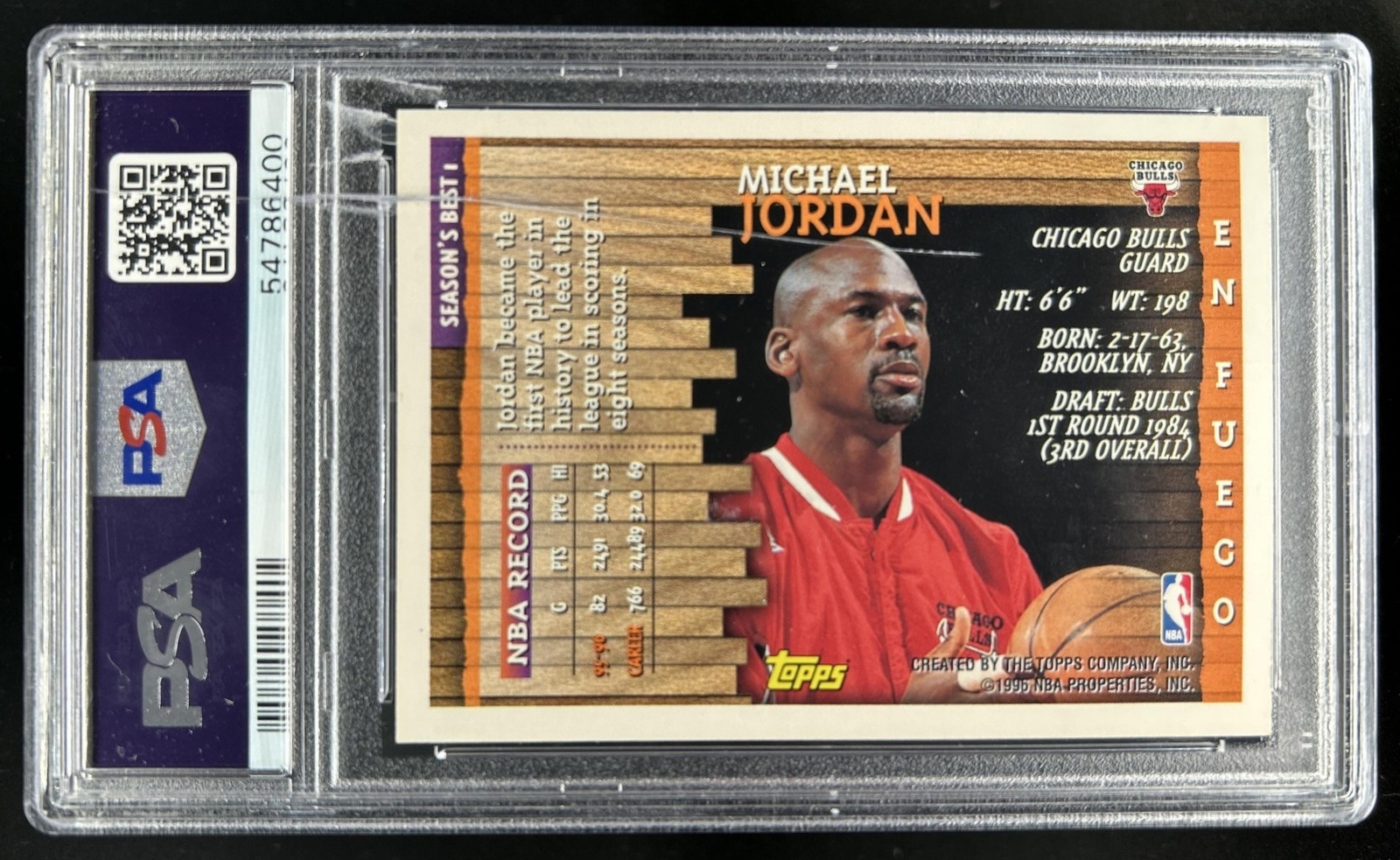 1996-97 Topps Michael Jordan Season's Best #1 Bulls PSA 8 view 2