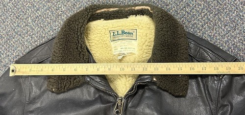 Vintage 80s LL Bean G1 Shearling Flight Bomber Jacket Mens Large 44 Brown USA - Picture 11 of 24