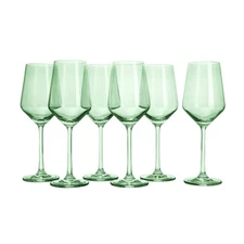 The Wine Savant Green Colored Wine Glass Set, 12oz, Set of 6 - Wedding Mint G...